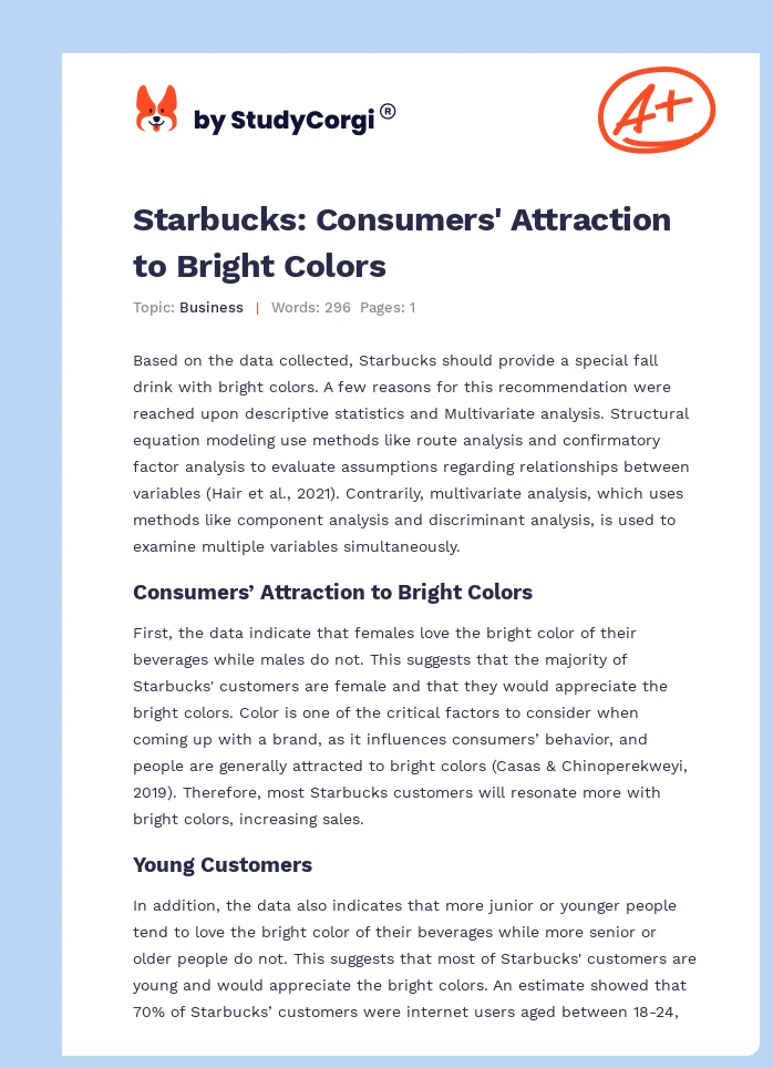 Starbucks: Consumers' Attraction to Bright Colors. Page 1