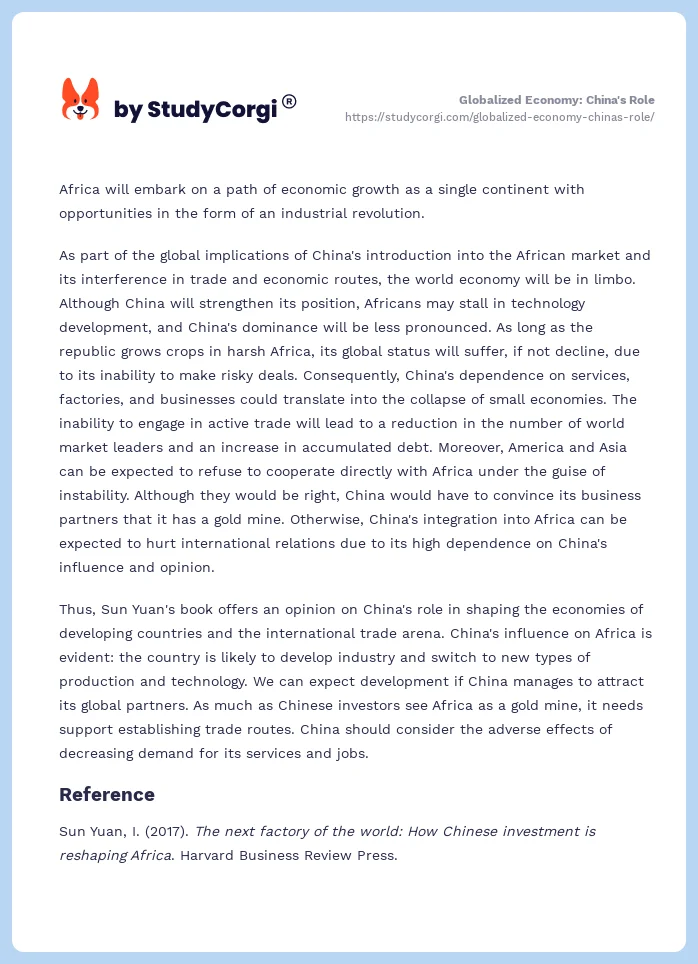 Globalized Economy: China's Role. Page 2
