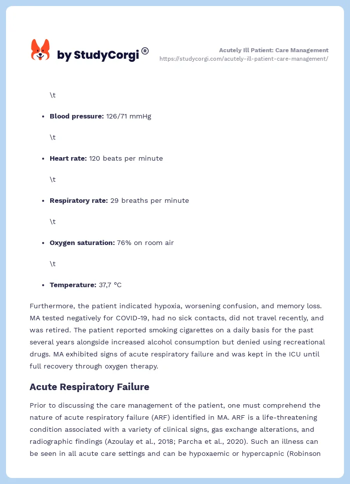 Acutely Ill Patient: Care Management. Page 2