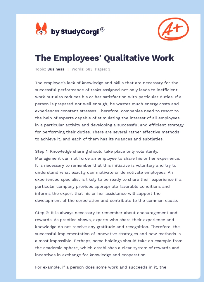 The Employees' Qualitative Work. Page 1