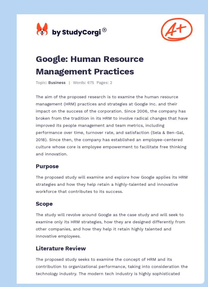 Google: Human Resource Management Practices. Page 1