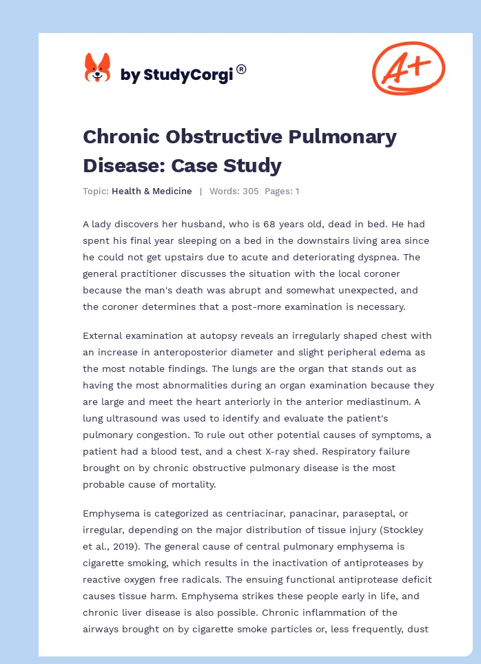 Chronic Obstructive Pulmonary Disease: Case Study. Page 1