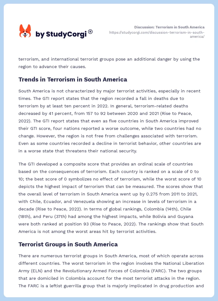 Discussion: Terrorism in South America. Page 2