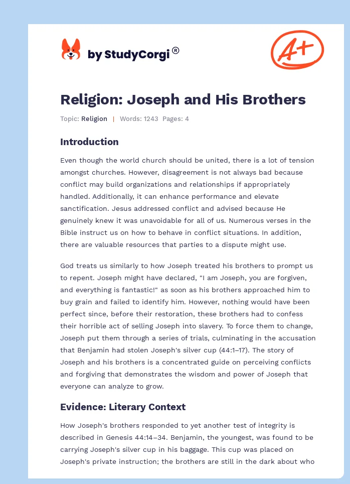 Religion: Joseph and His Brothers. Page 1