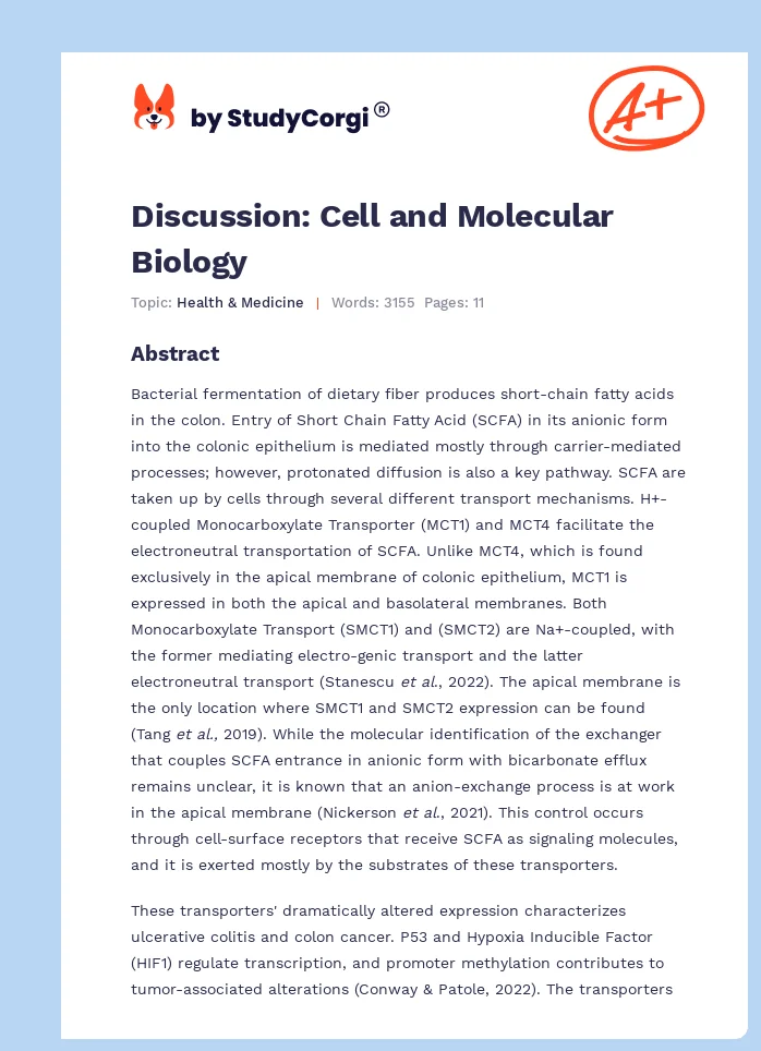 Discussion: Cell and Molecular Biology. Page 1