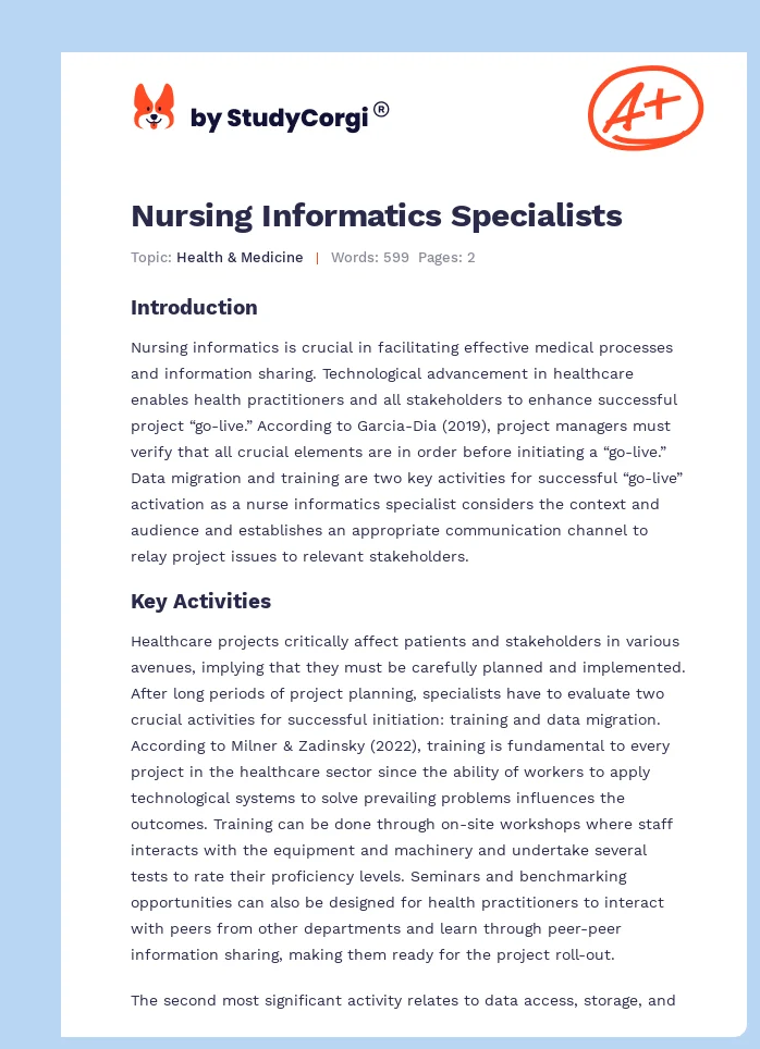 Nursing Informatics Specialists. Page 1