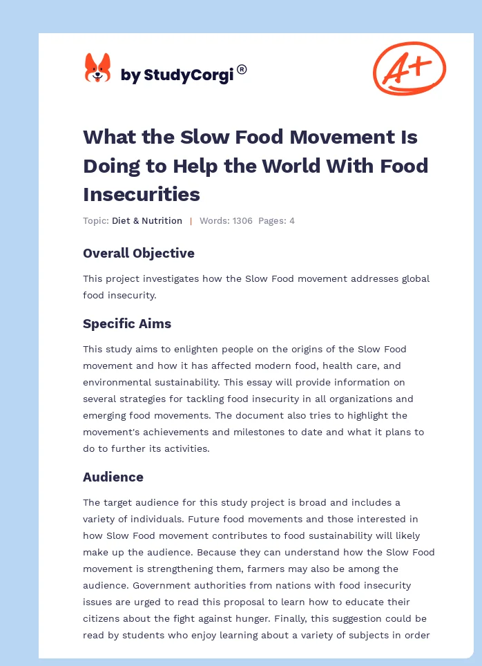 What the Slow Food Movement Is Doing to Help the World With Food Insecurities. Page 1