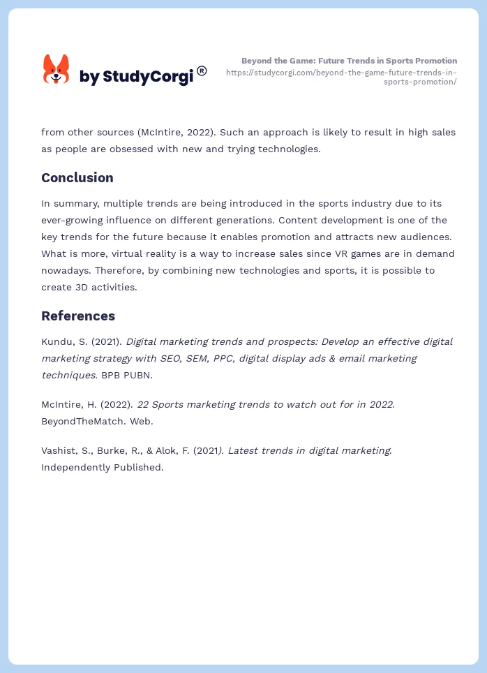Beyond the Game: Future Trends in Sports Promotion. Page 2