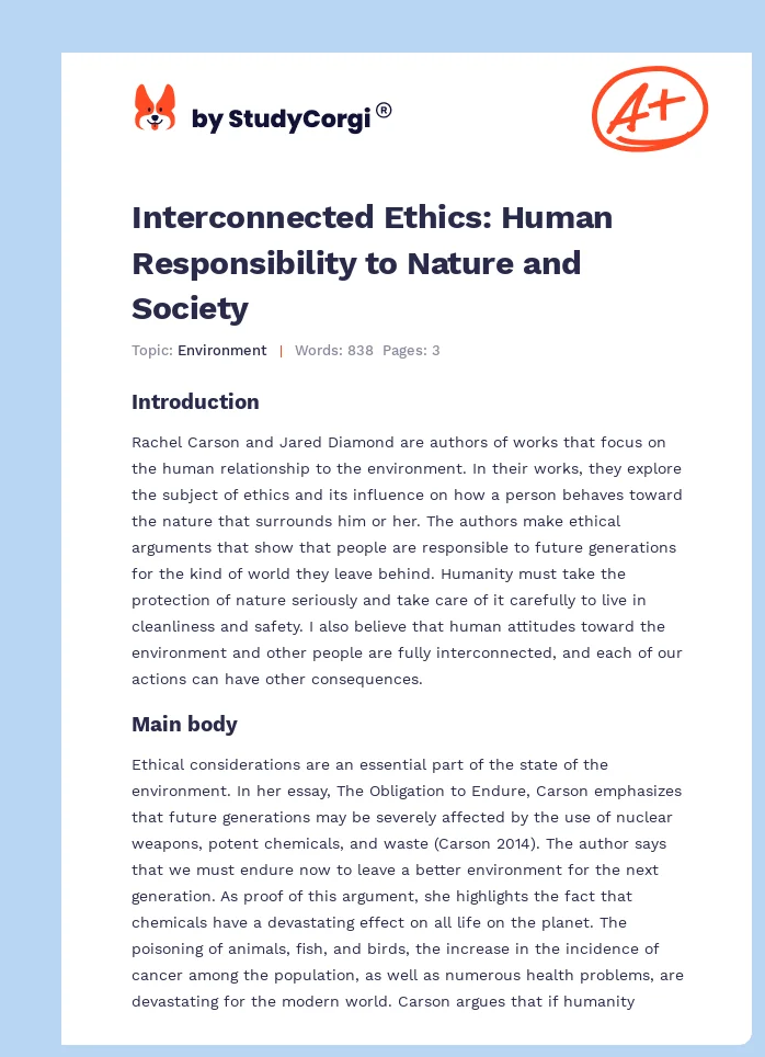 Interconnected Ethics: Human Responsibility to Nature and Society. Page 1