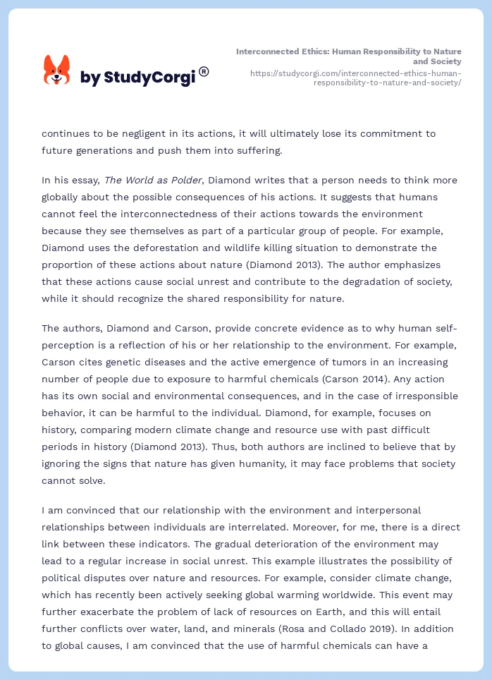 Interconnected Ethics: Human Responsibility to Nature and Society. Page 2