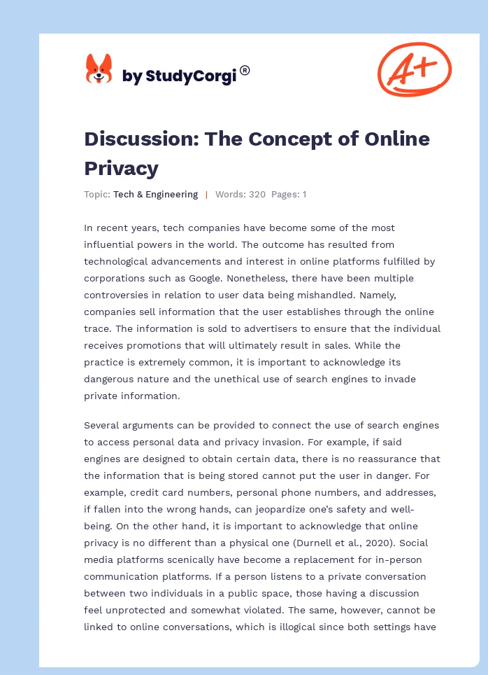 Discussion: The Concept of Online Privacy. Page 1