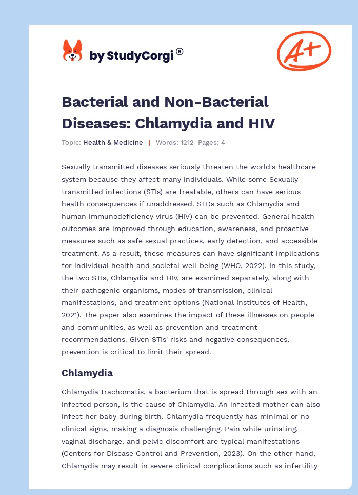 Bacterial and Non-Bacterial Diseases: Chlamydia and HIV. Page 1