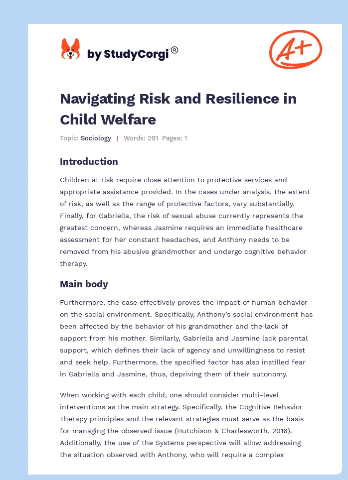 Navigating Risk and Resilience in Child Welfare. Page 1