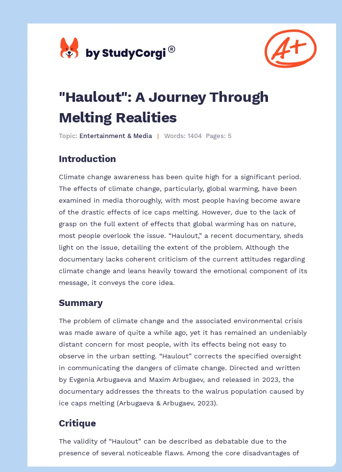 "Haulout": A Journey Through Melting Realities. Page 1