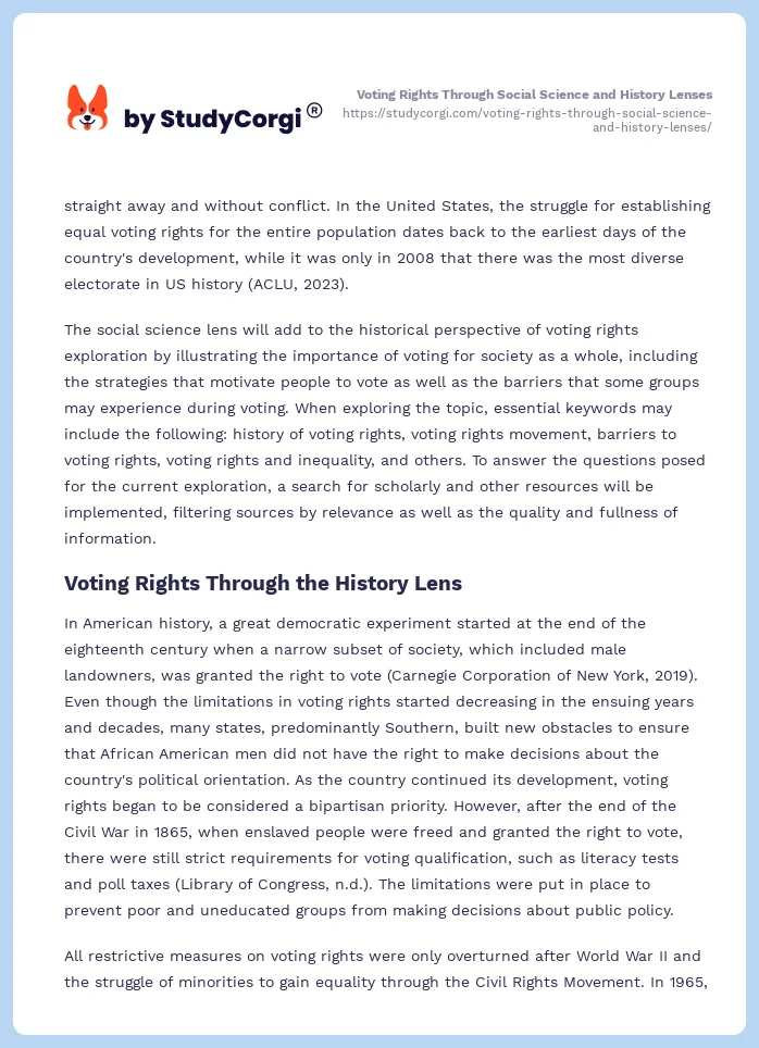 Voting Rights Through Social Science and History Lenses. Page 2