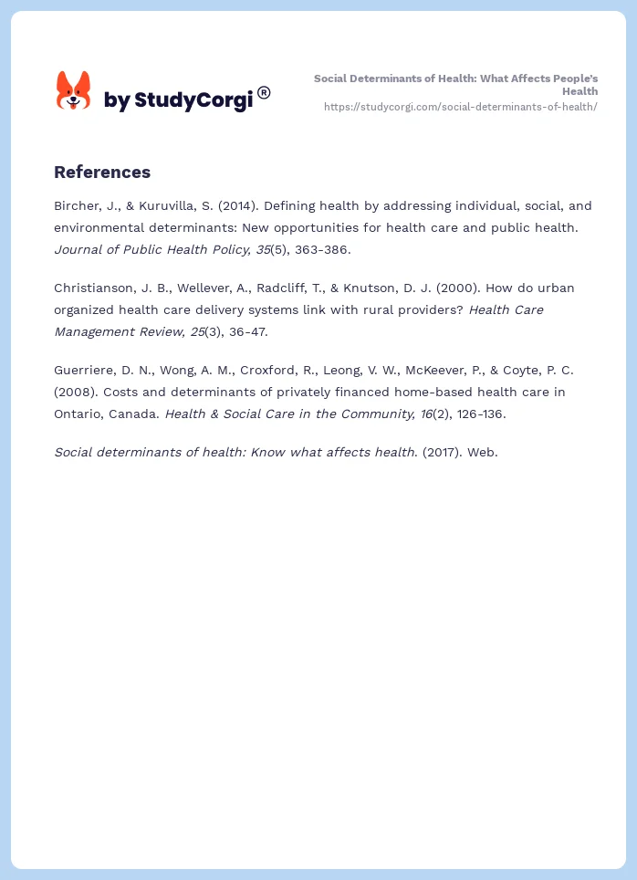 Social Determinants of Health: What Affects People’s Health. Page 2