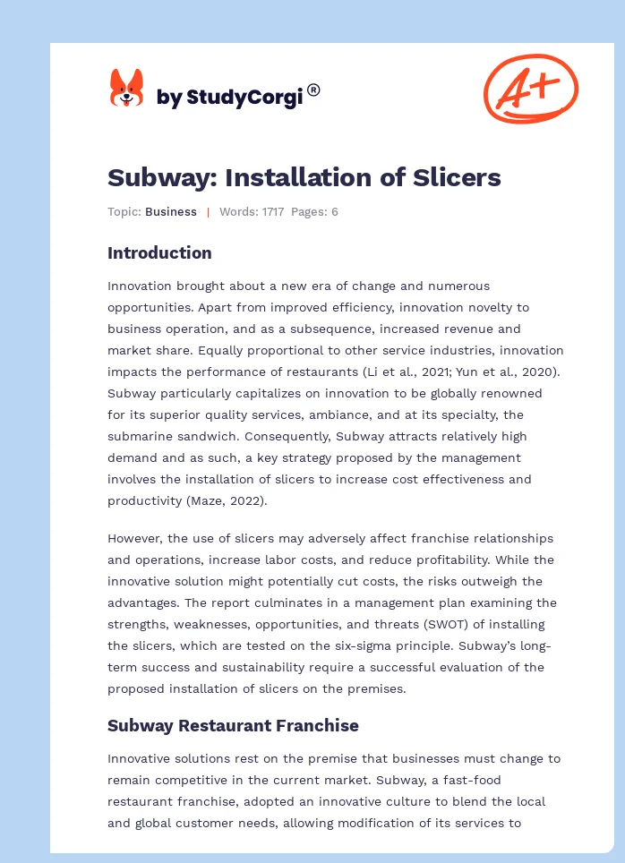 Subway: Installation of Slicers. Page 1