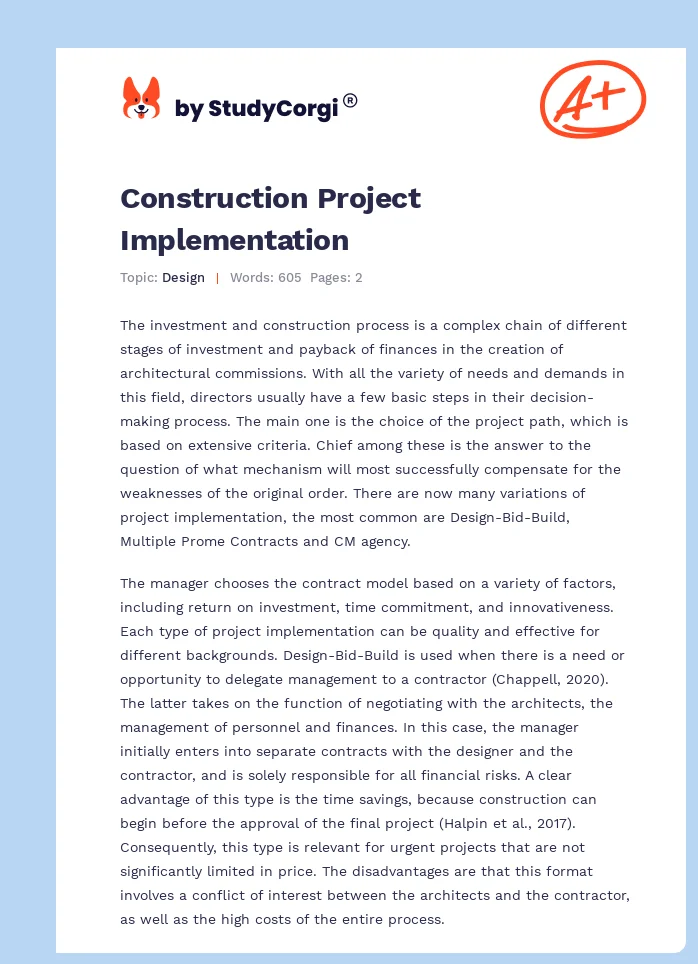 Construction Project Implementation. Page 1