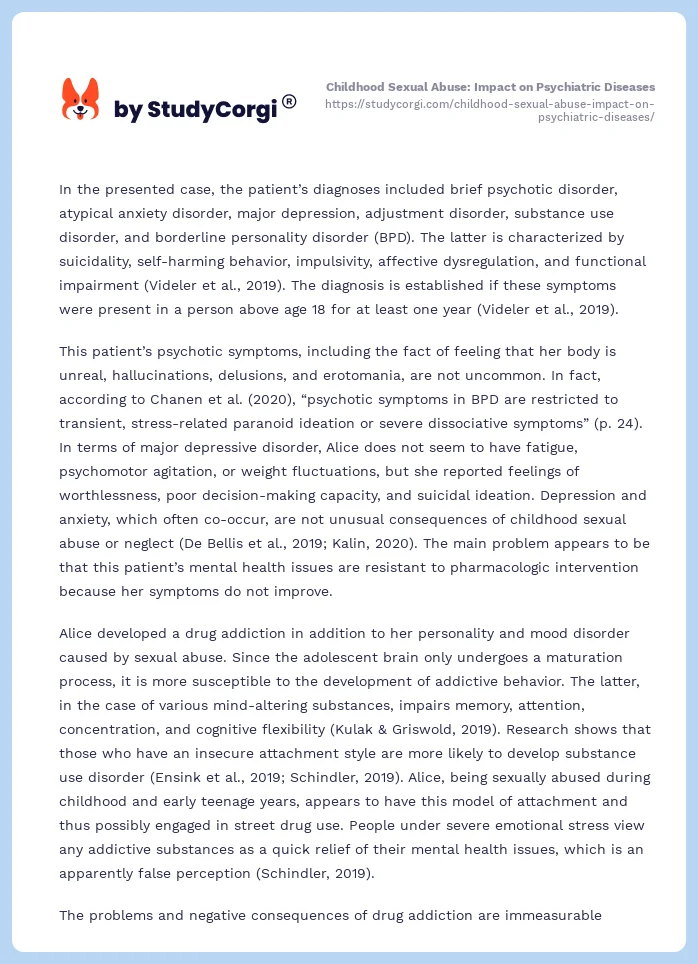 Childhood Sexual Abuse: Impact on Psychiatric Diseases. Page 2