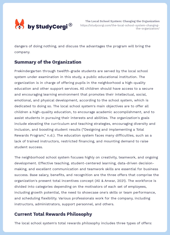 The Local School System: Changing the Organization. Page 2