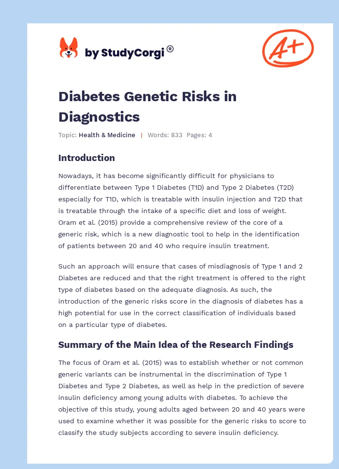 Diabetes Genetic Risks in Diagnostics. Page 1