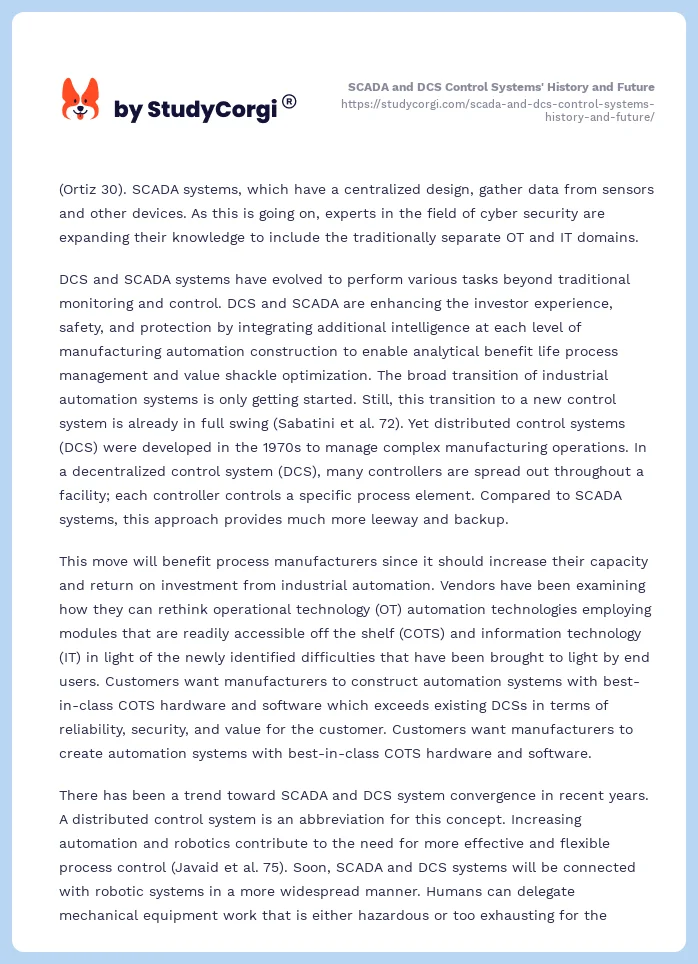 SCADA and DCS Control Systems' History and Future. Page 2