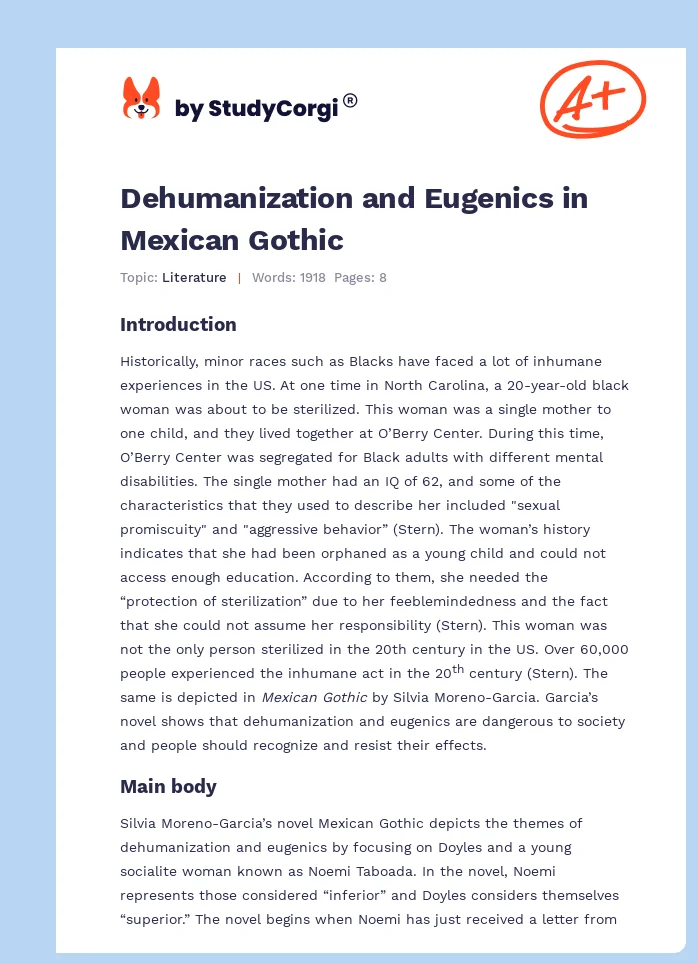 Dehumanization and Eugenics in Mexican Gothic. Page 1