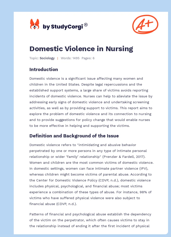 Domestic Violence in Nursing. Page 1