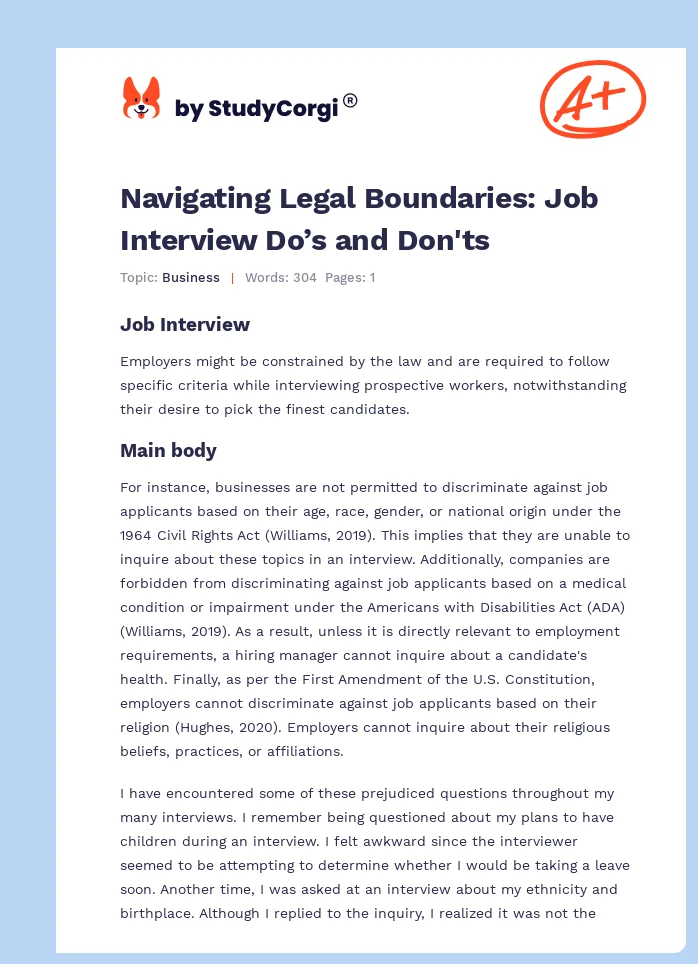 Navigating Legal Boundaries: Job Interview Do’s and Don'ts. Page 1