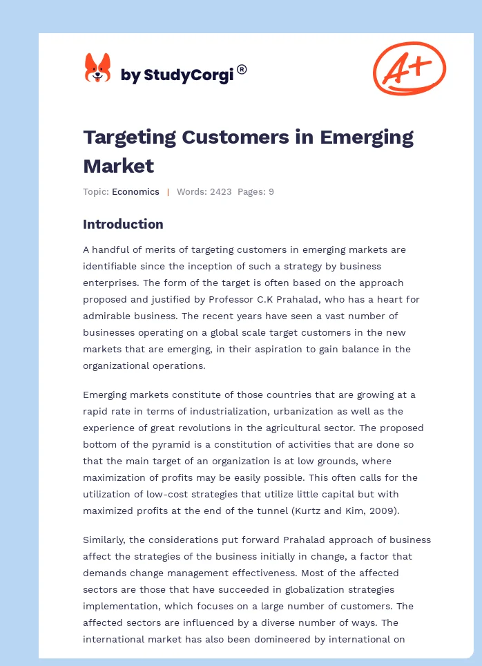 Targeting Customers in Emerging Market. Page 1