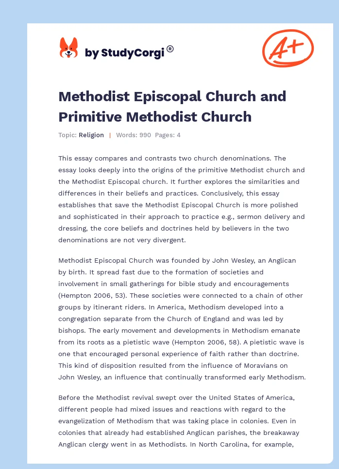 Methodist Episcopal Church and Primitive Methodist Church. Page 1