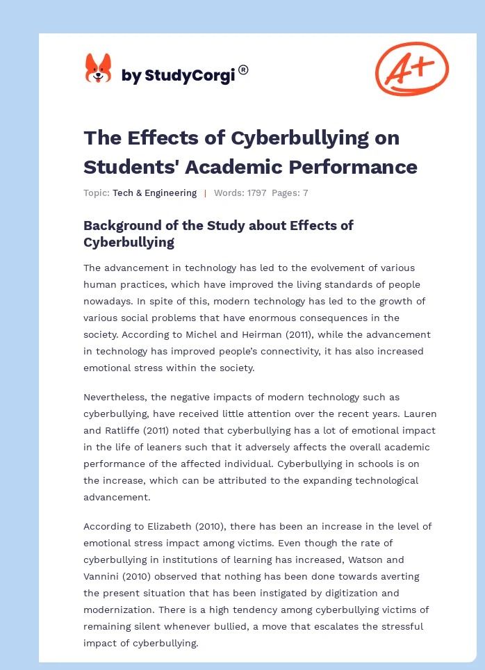 The Effects of Cyberbullying on Students' Academic Performance. Page 1