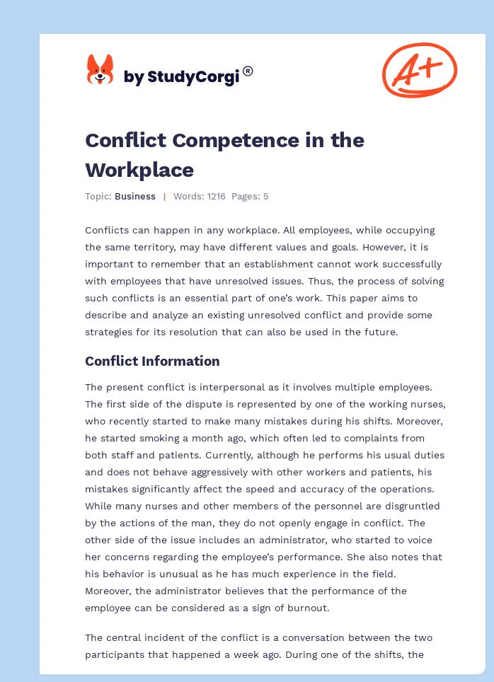 Conflict Competence in the Workplace. Page 1