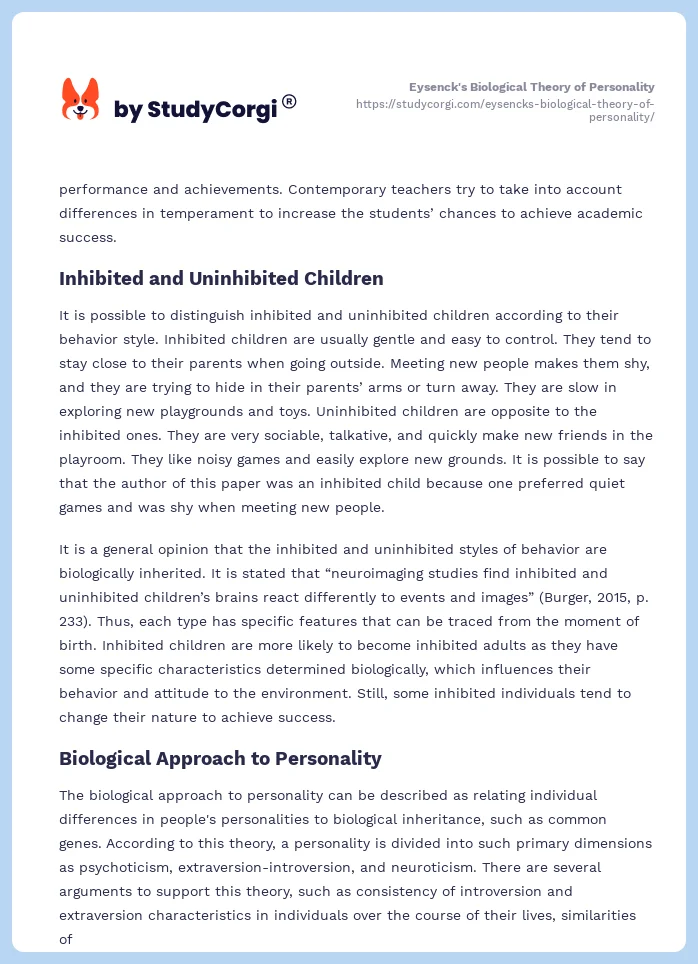 Eysenck's Biological Theory of Personality. Page 2