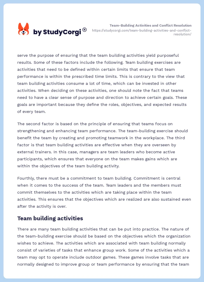 Team-Building Activities and Conflict Resolution. Page 2