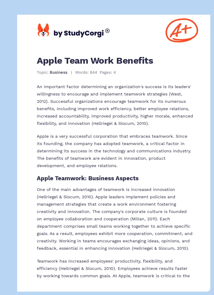 Apple Team Work Benefits. Page 1