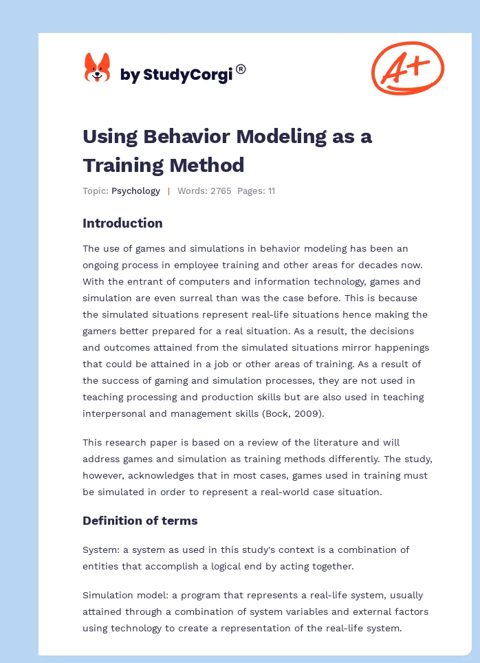 Using Behavior Modeling as a Training Method. Page 1