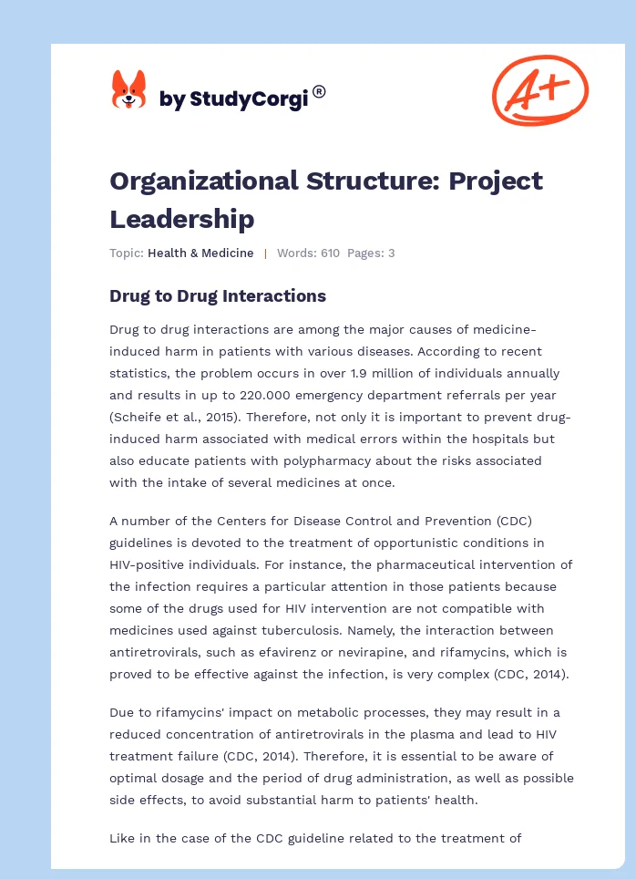 Organizational Structure: Project Leadership. Page 1