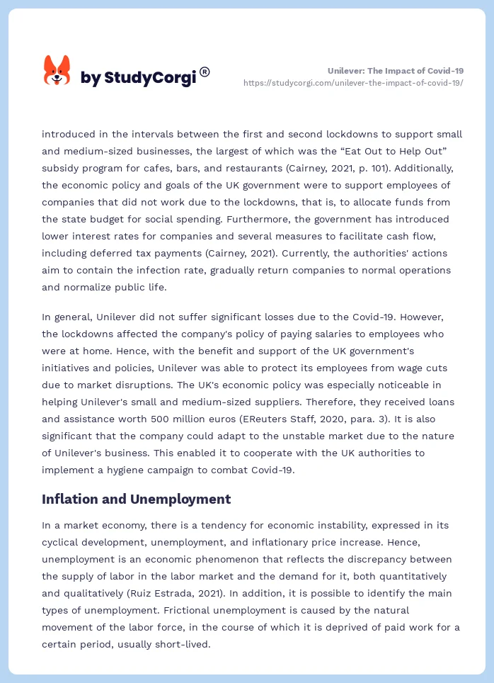 Unilever: The Impact of Covid-19. Page 2