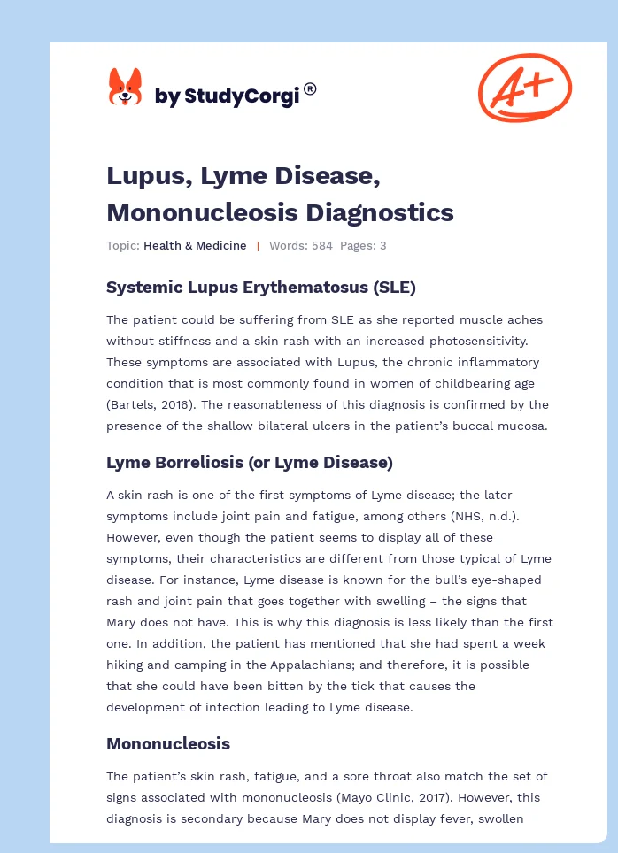Lupus, Lyme Disease, Mononucleosis Diagnostics. Page 1