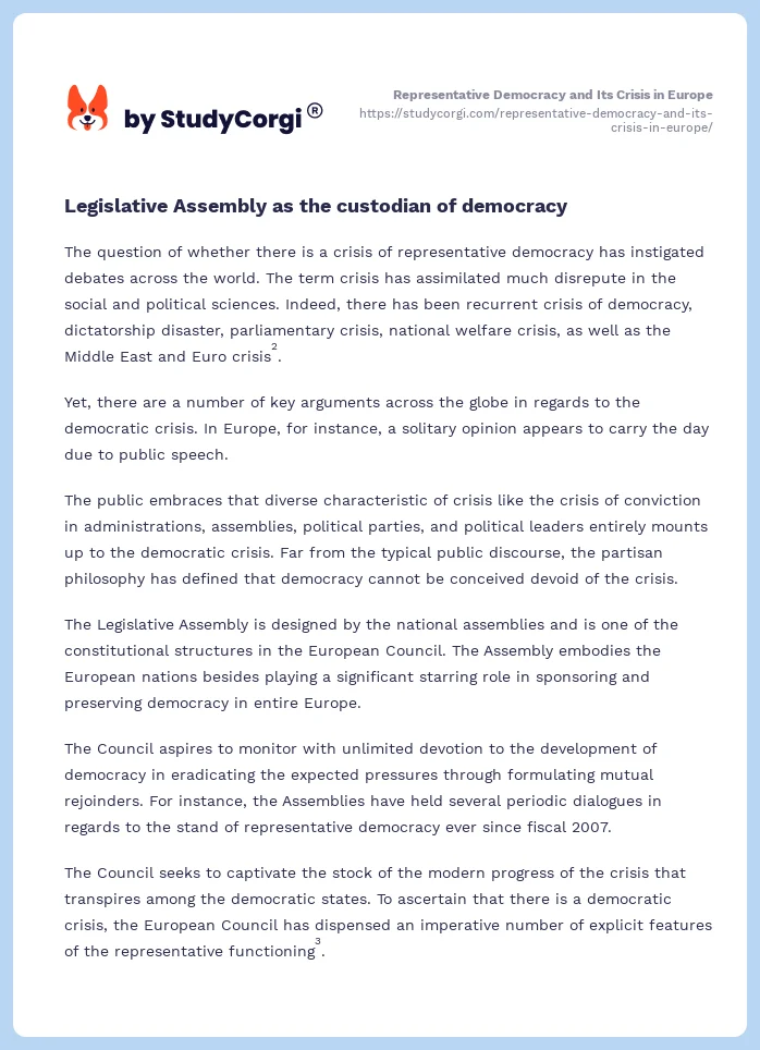 Representative Democracy and Its Crisis in Europe. Page 2
