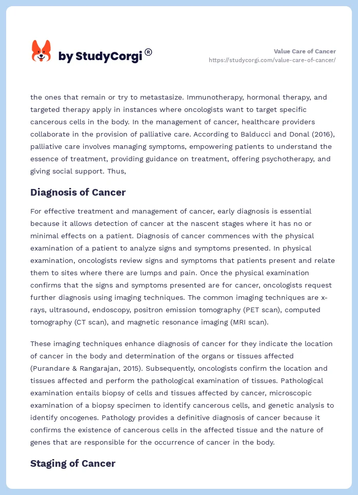 Value Care of Cancer. Page 2