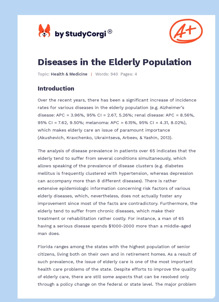 Diseases in the Elderly Population. Page 1