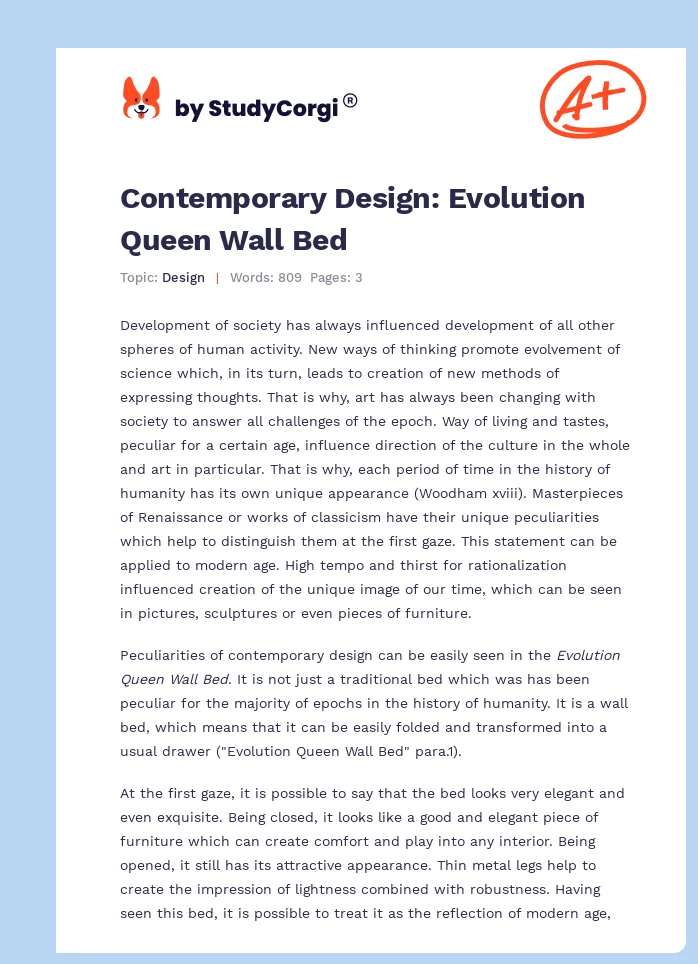 Contemporary Design: Evolution Queen Wall Bed. Page 1