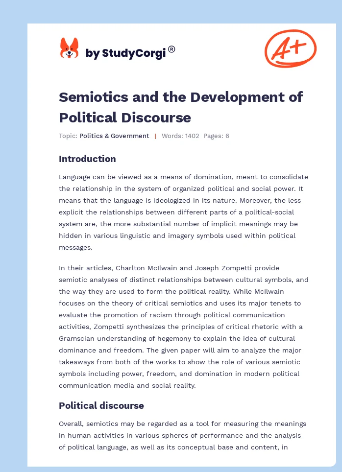 Semiotics and the Development of Political Discourse. Page 1