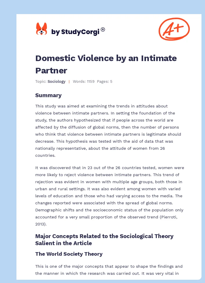 Domestic Violence by an Intimate Partner. Page 1
