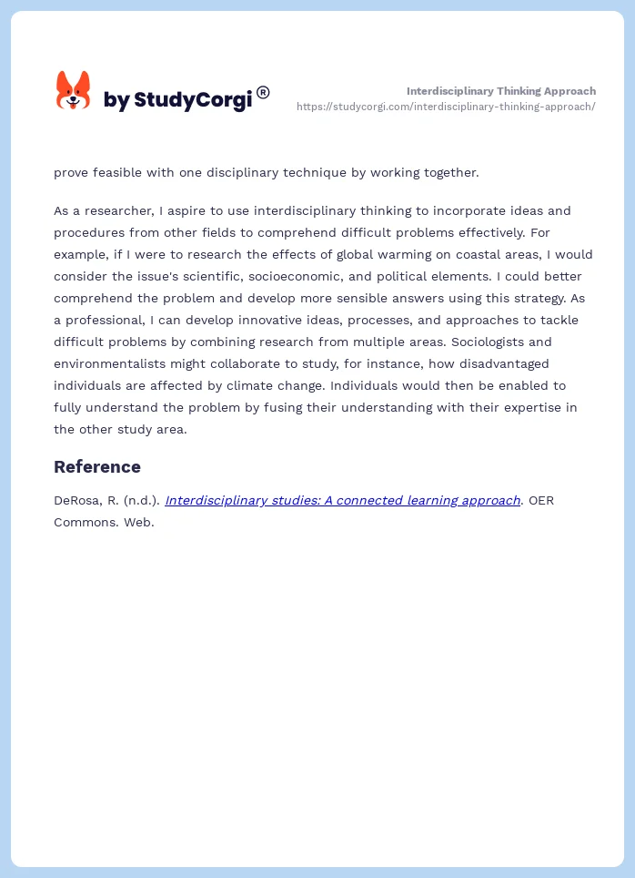 Interdisciplinary Thinking Approach. Page 2