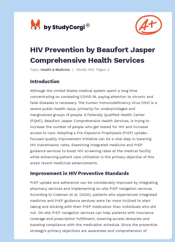 HIV Prevention by Beaufort Jasper Comprehensive Health Services. Page 1