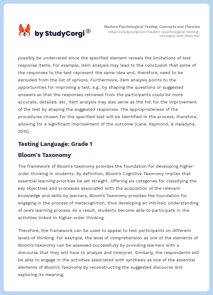 Modern Psychological Testing: Concepts and Theories. Page 2