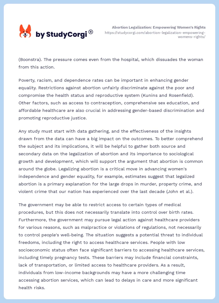 Abortion Legalization: Empowering Women’s Rights. Page 2